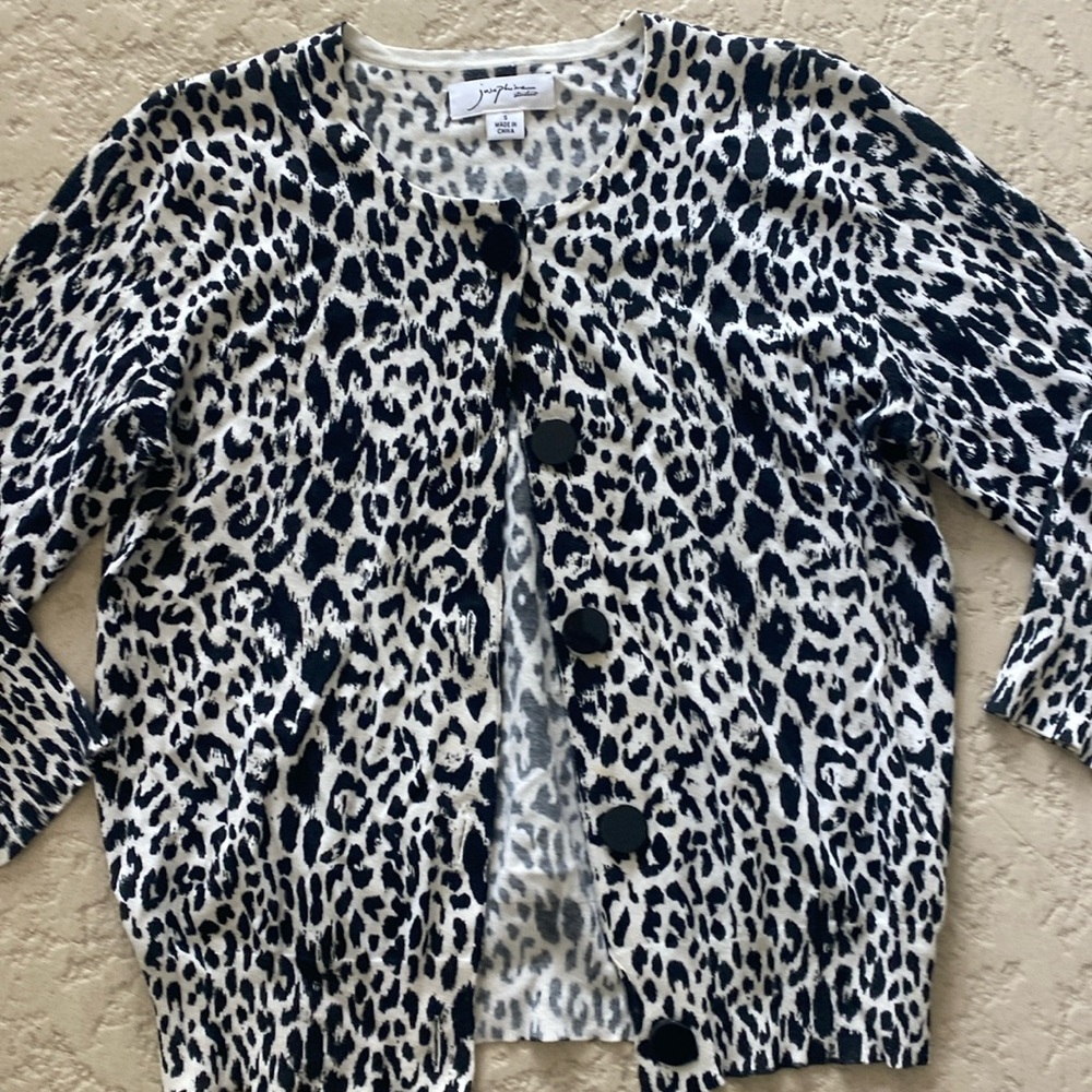 Josephine Studio Boutique Animal Print Black White Cardigan size Small